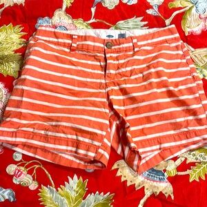 Old Navy size 0 shorts, orange, and white